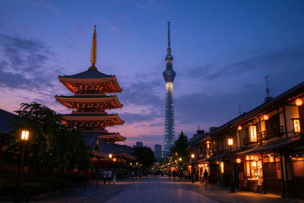 浅草寺と東京スカイツリー